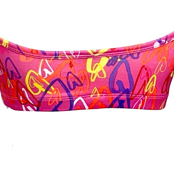 J.B. Bloomers Heart Print Sports Cheer Dance Bra Performance Pink Adult M - Picture 4 of 7